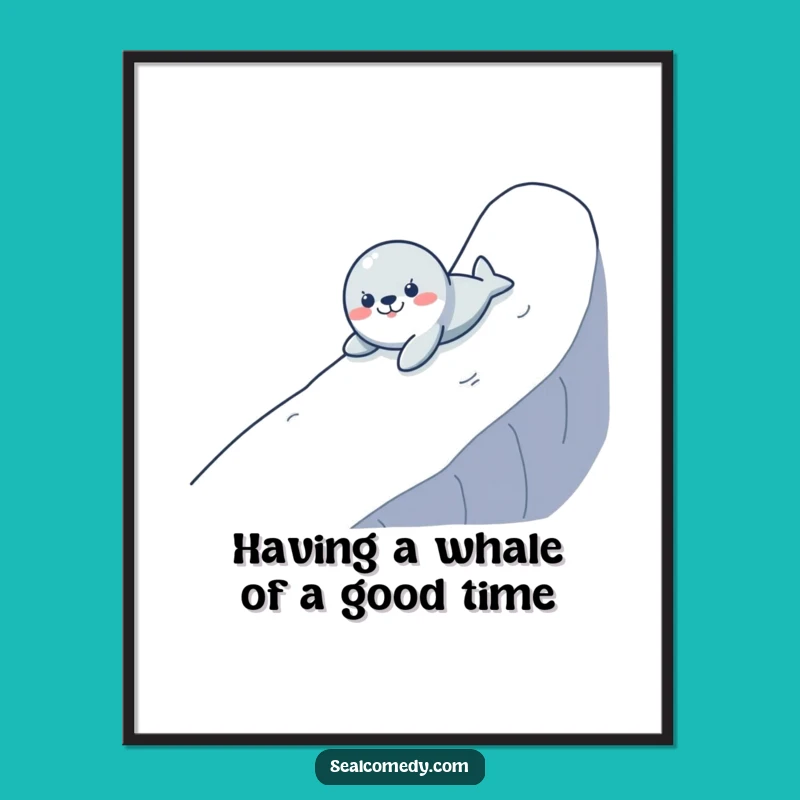 Funny Free Printable Wall Art: Seal Sliding Down Slope - Quirky Downloadable Decor!