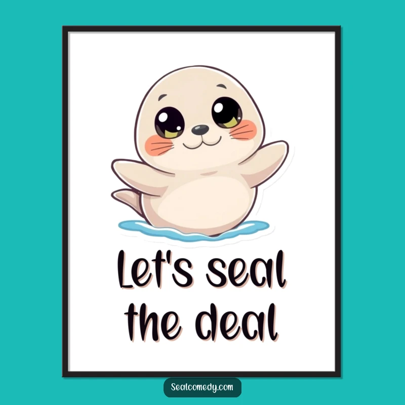 Funny Free Printable Wall Art: Curious Seal Waving - Whimsical Downloadable Decor!