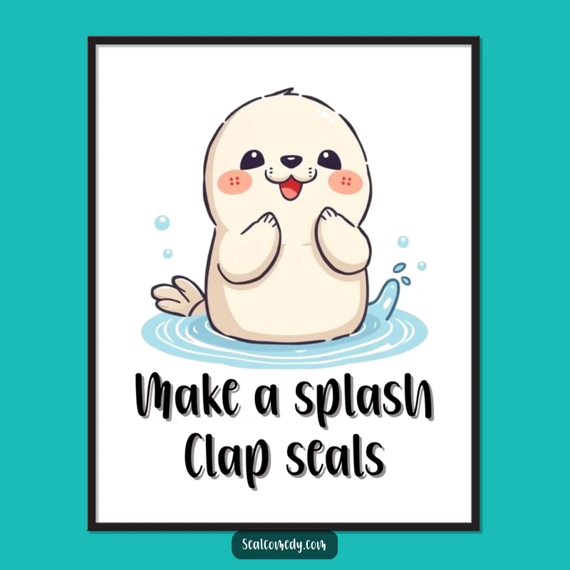 Funny Free Printable Seal Wall Art: Splashing Fun Downloadable Home Decor