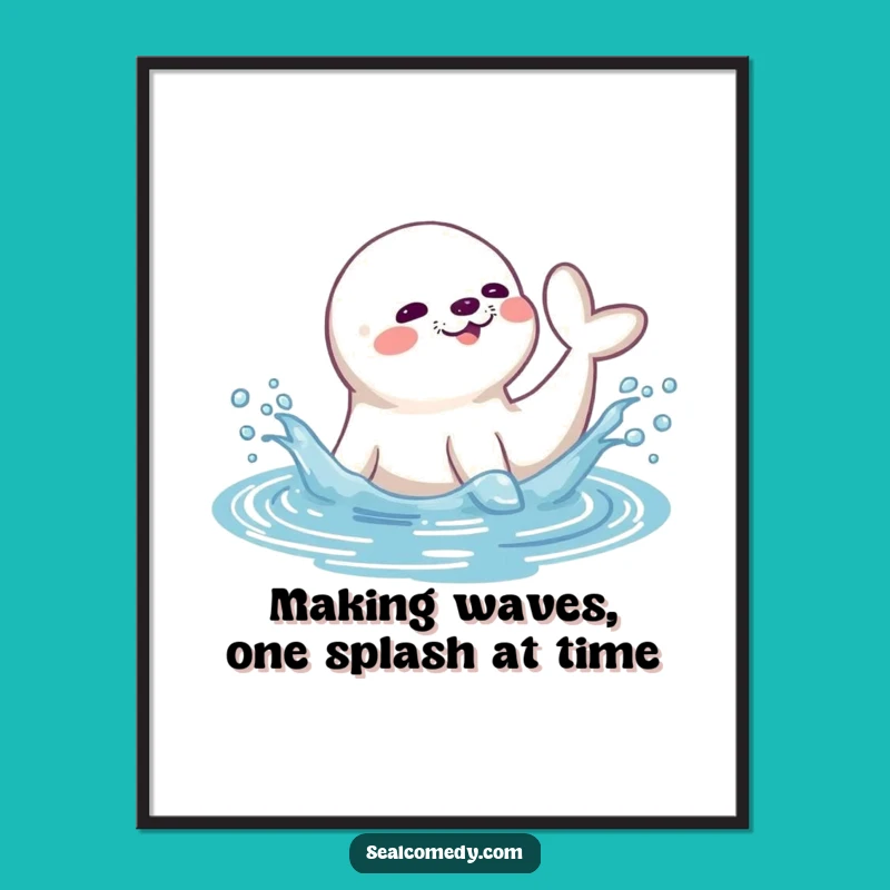 Free Printable Wall Art: Playful Seal Splash, Funny Downloadable Decor!