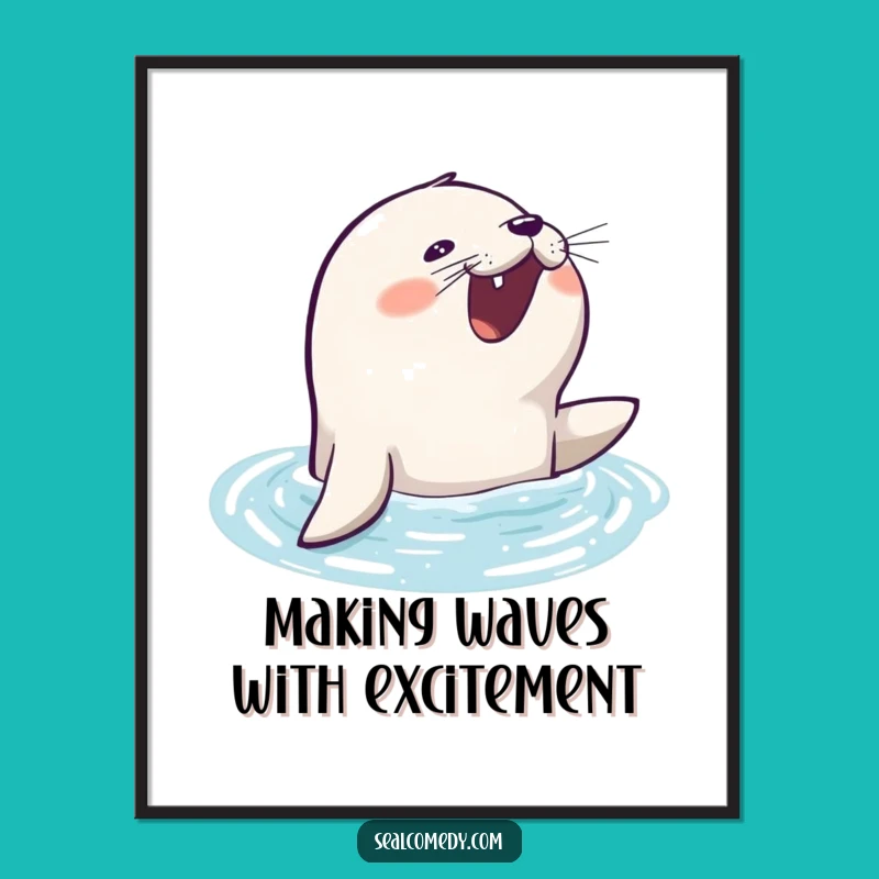 Free Printable Wall Art: Eager Barking Seal, Humorous Downloadable Art for Splashy Decor