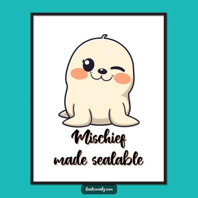 Free Printable Winking Seal Wall Art: Mischievous Grin, Funny Downloadable Decor!