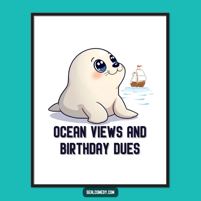 Free Printable Wall Art: Innocent Seal Ship Watching - Funny Downloadable Art