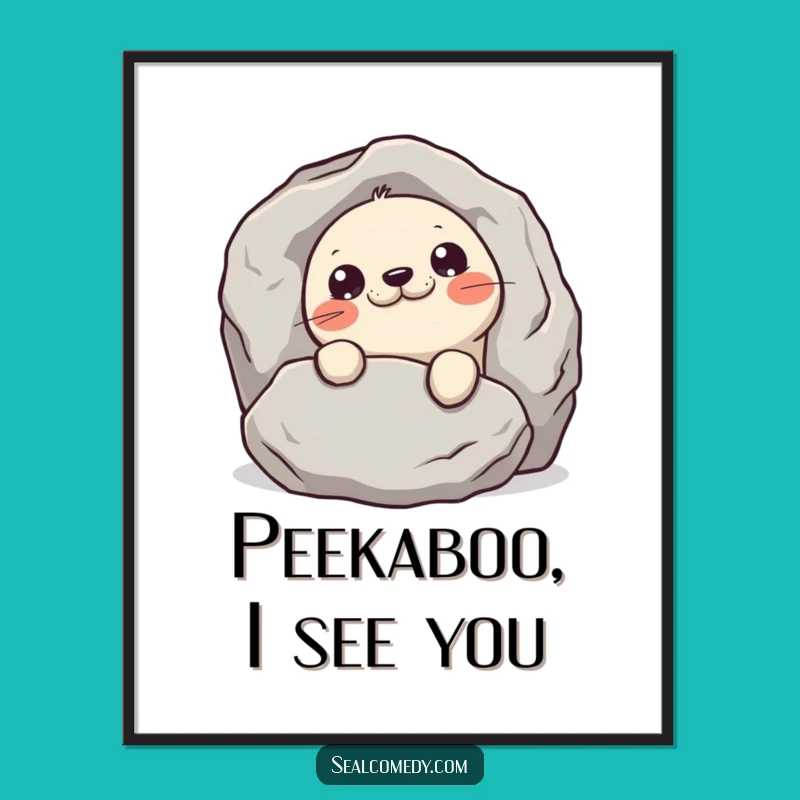 Funny Free Printable Wall Art: Mischievous Seal Hideout - Humorous Downloadable Art