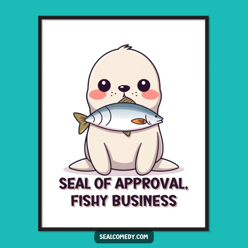 Free Printable Wall Art: Seal Balancing Fish - Funny Downloadable Art