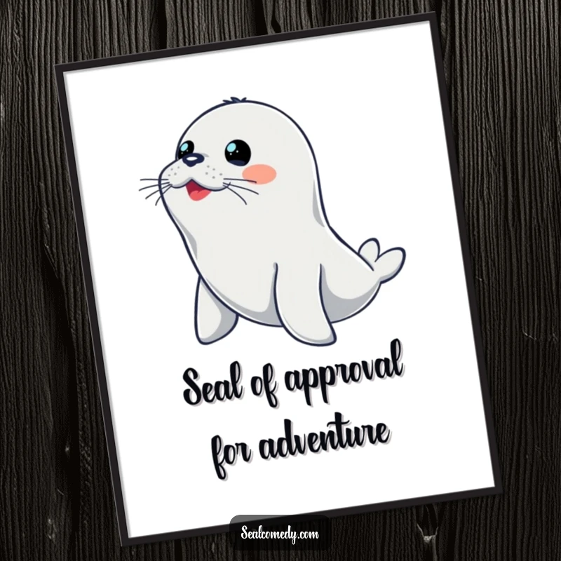 Funny Free Printable Wall Art: Alert seal ready to dive, a humorous illustration for a splash of personality.