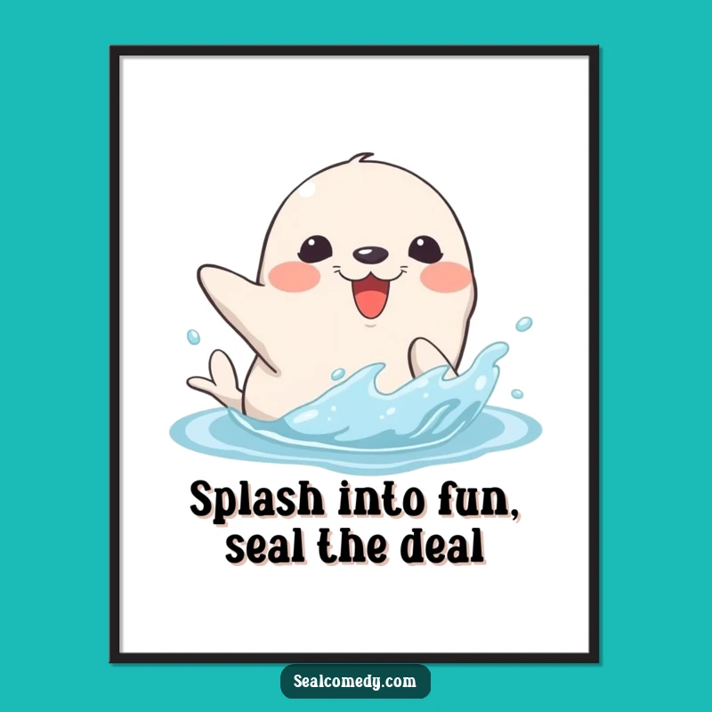 Free Printable Wall Art: Splashing Seal, Hilarious Downloadable Art for a Playful Space