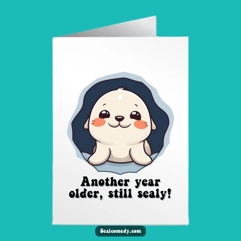 Free Printable Birthday Card: Curious Seal Peeking, Funny Downloadable Gift Idea!