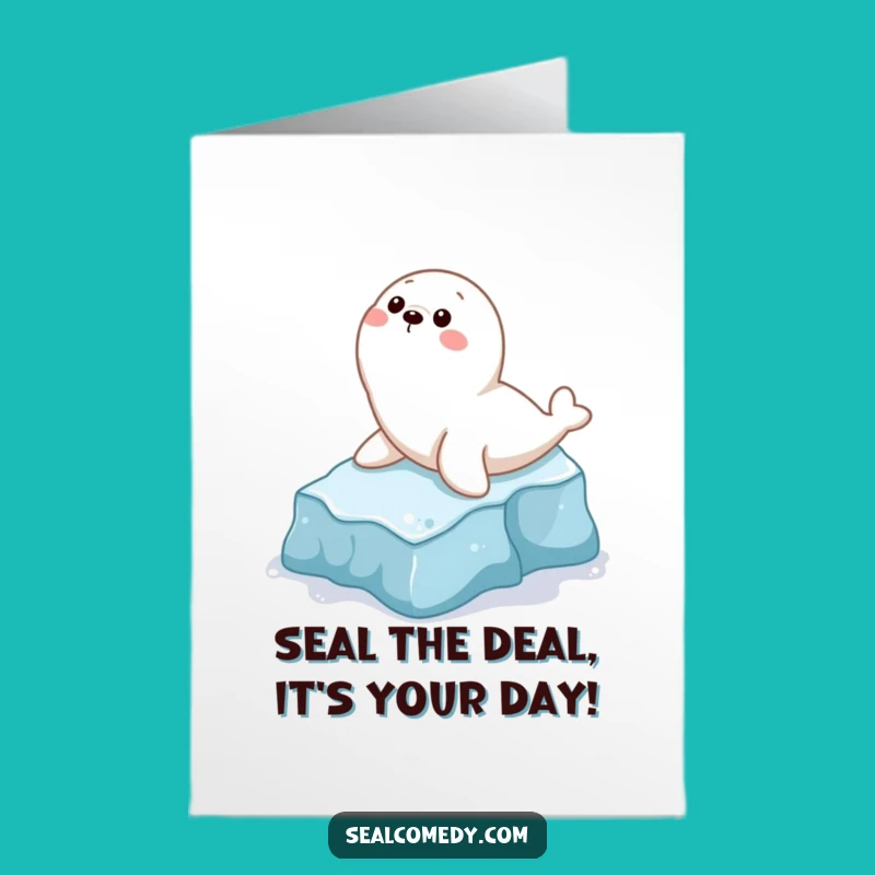 Free Printable Birthday Card: Funny Seal Sliding Down Ice, Hilarious Downloadable Gift