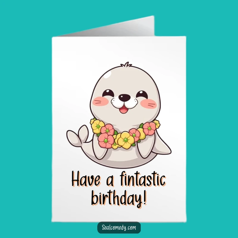 Free Printable Birthday Card: Happy Lei Seal - Fun Downloadable Gift
