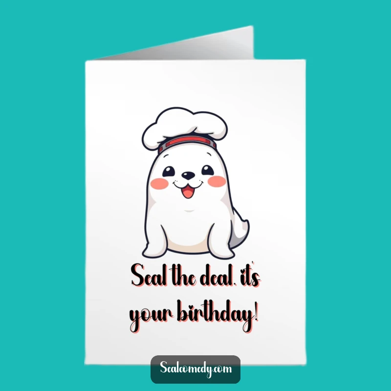 Free Printable Chef Seal Birthday Card: Funny Downloadable Gift for Foodies!