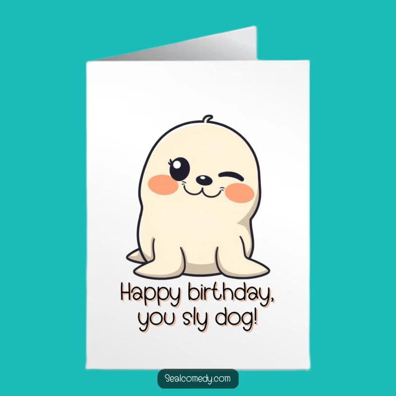 Free Printable Winking Seal Birthday Card: Mischievous Grin, Funny Downloadable Gift!