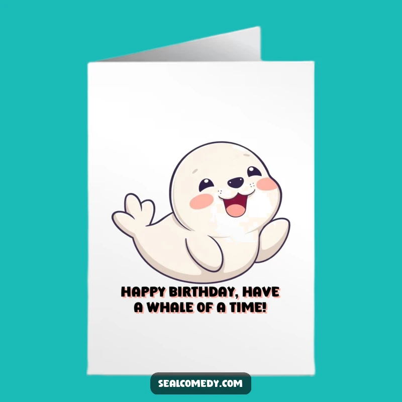 Free Printable Birthday Card: Funny Seal Pup Belly Slide Delightful Smile Downloadable Gift