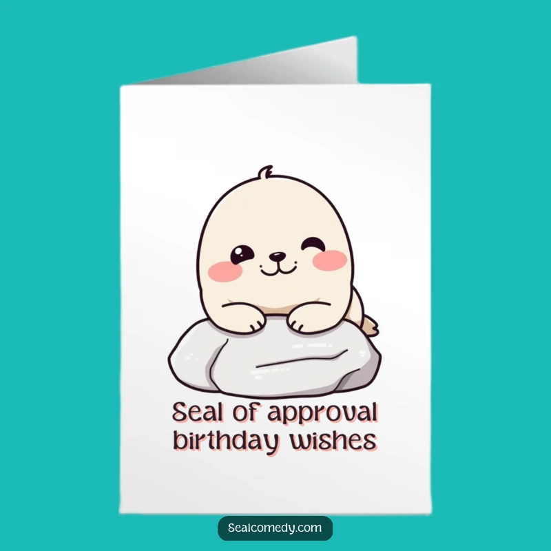 Free Printable Birthday Card: Chill Seal Enjoying Stone, Funny Downloadable Greeting