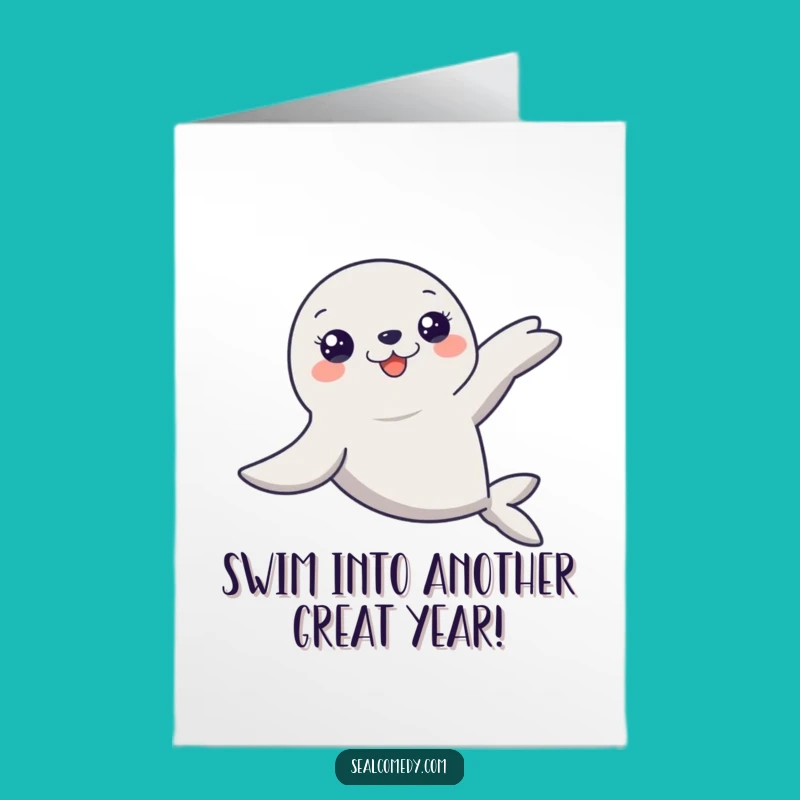 Free Printable Seal Birthday Card: Graceful Gliding Seal Downloadable Gift