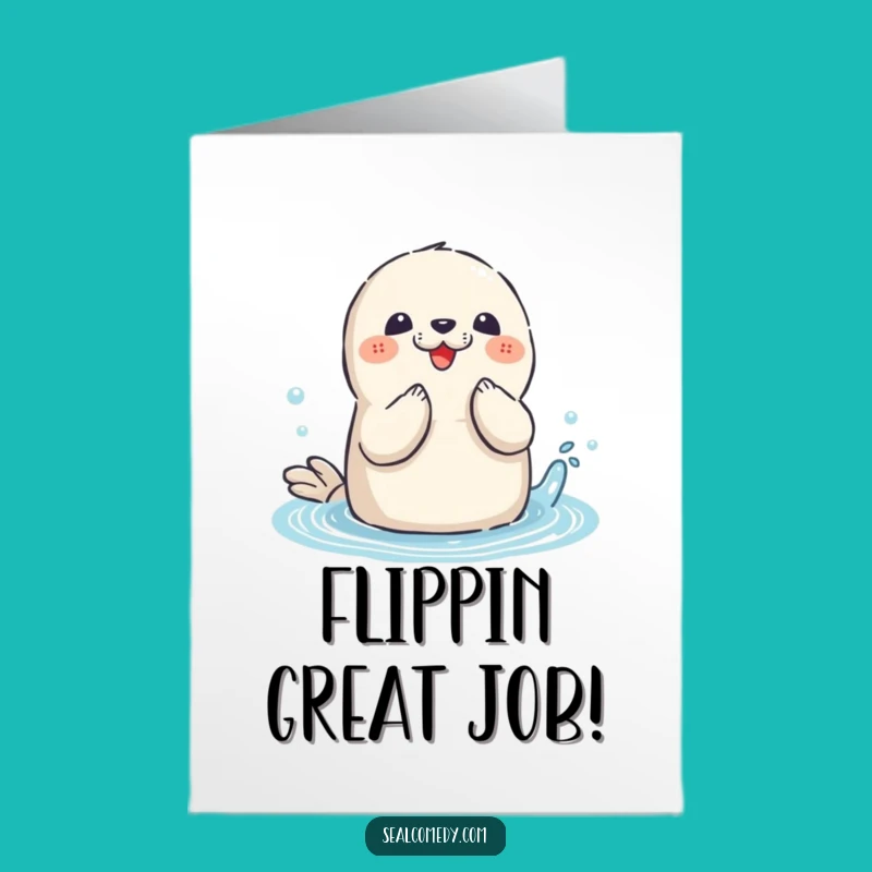 Free Printable Seal Congrats Card: Funny Splashing Fun Downloadable Gift