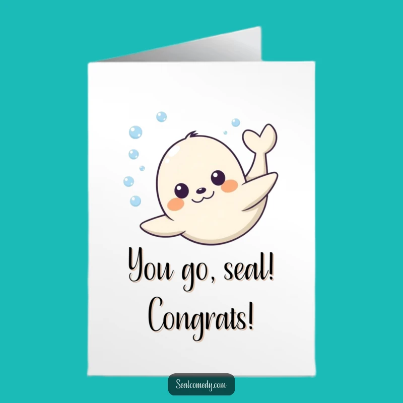 Free Printable Seal Congrats Card: Happy Diver, Funny Underwater Celebration, DIY Downloadable