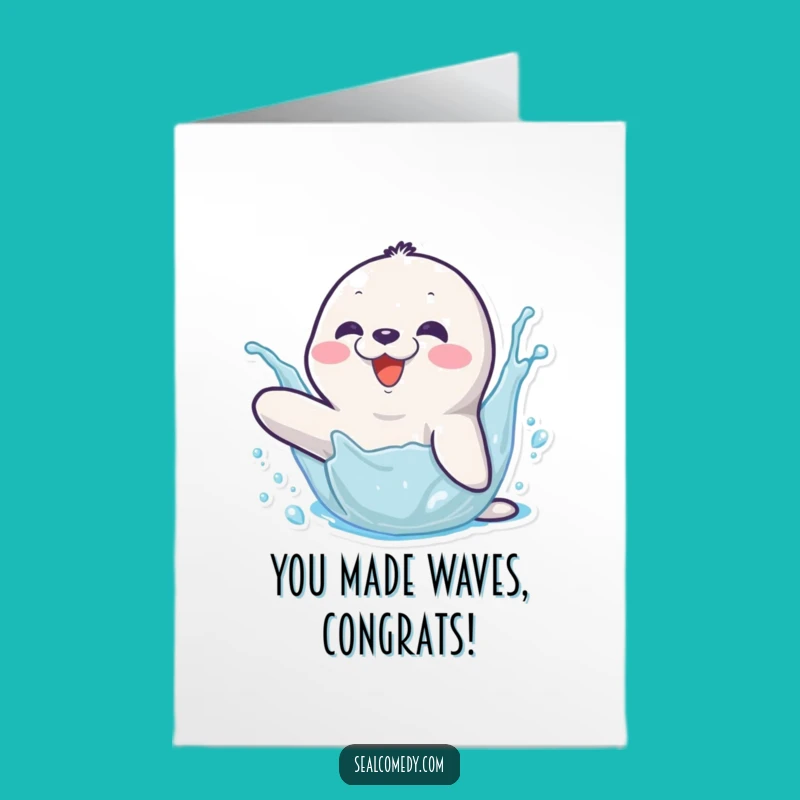 Free Printable Congrats Card: Seal's Victory Splash, Perfect Downloadable Gift!