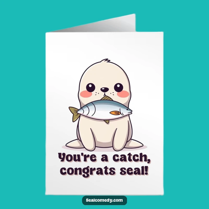 Free Printable Congrats Card: Seal's Fish Balance Act - Fun Downloadable Gift