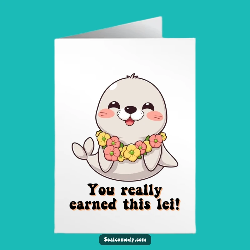 Free Printable Congrats Card: Happy Lei Seal - Cheerful Downloadable Gift