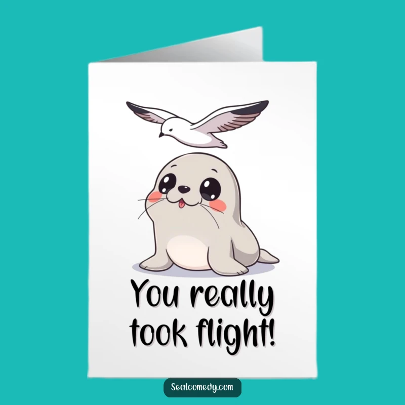 Free Printable Seal Card: Celebrate Achievements with a Curious Pup Downloadable Greeting