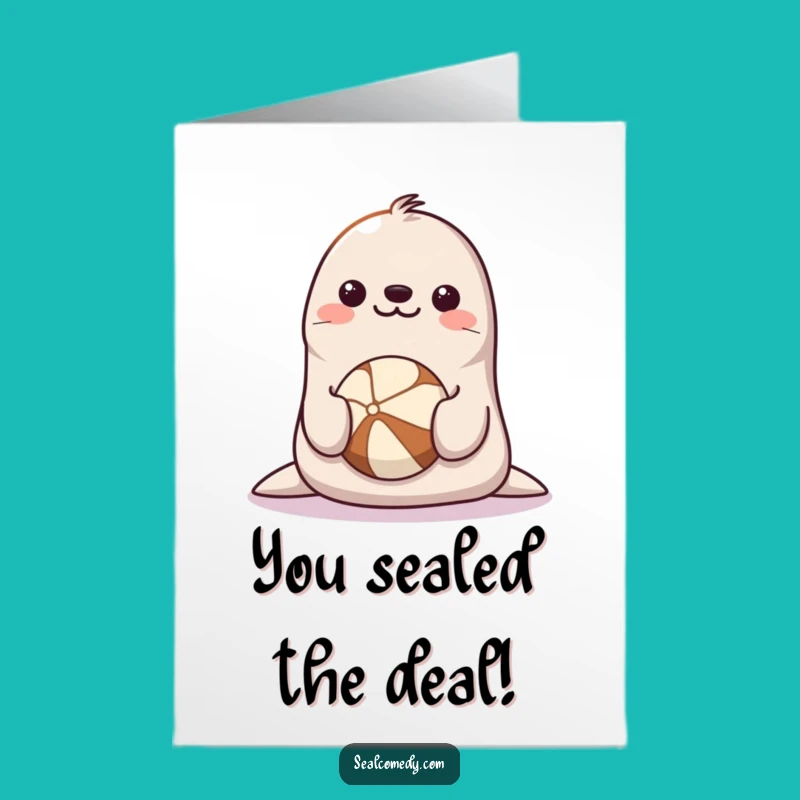 Free Printable Seal Congrats Card: Funny Balancing Act Downloadable Gift