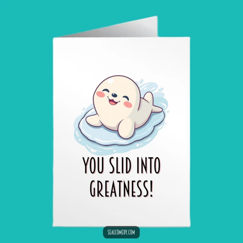 Free Printable Seal Congratulations Card: Gleeful Sliding Success Card Download