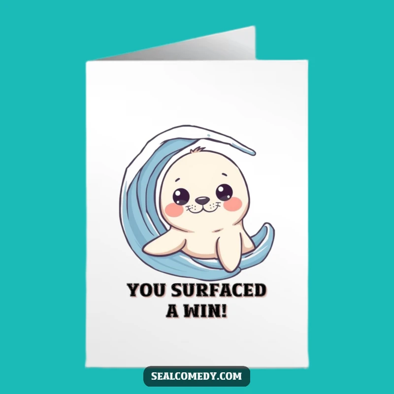 Free Printable Congrats Card: Seal's Wave Peek, Your Downloadable Gift!