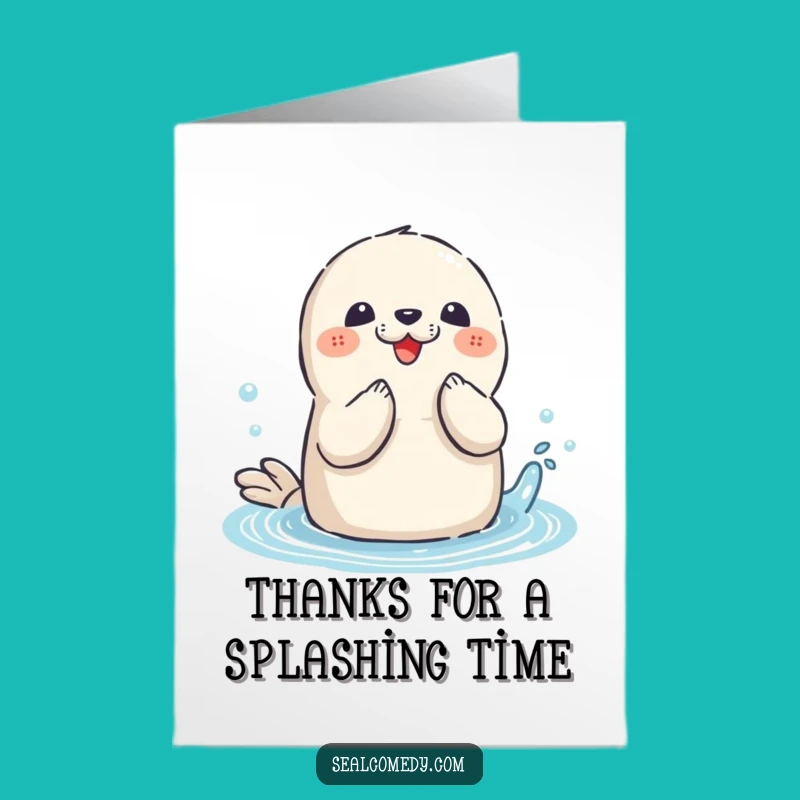 Free Printable Seal Thank You Card: Funny Splashing Fun Downloadable Gift