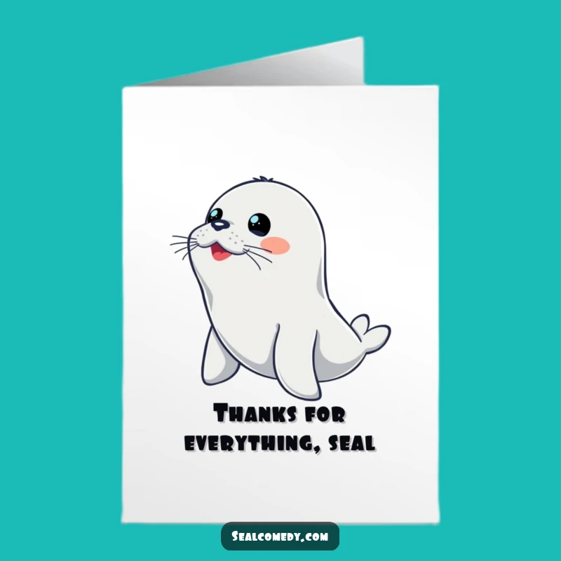Free Printable Thank You Card: Diving Seal Gratitude, Humorous Downloadable Appreciation Gift