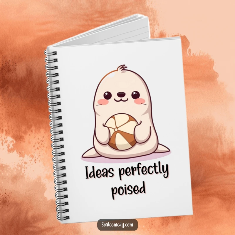 Funny Seal Notebook: A happy seal with a smiling face balancing a ball on its nose, perfect for notes.