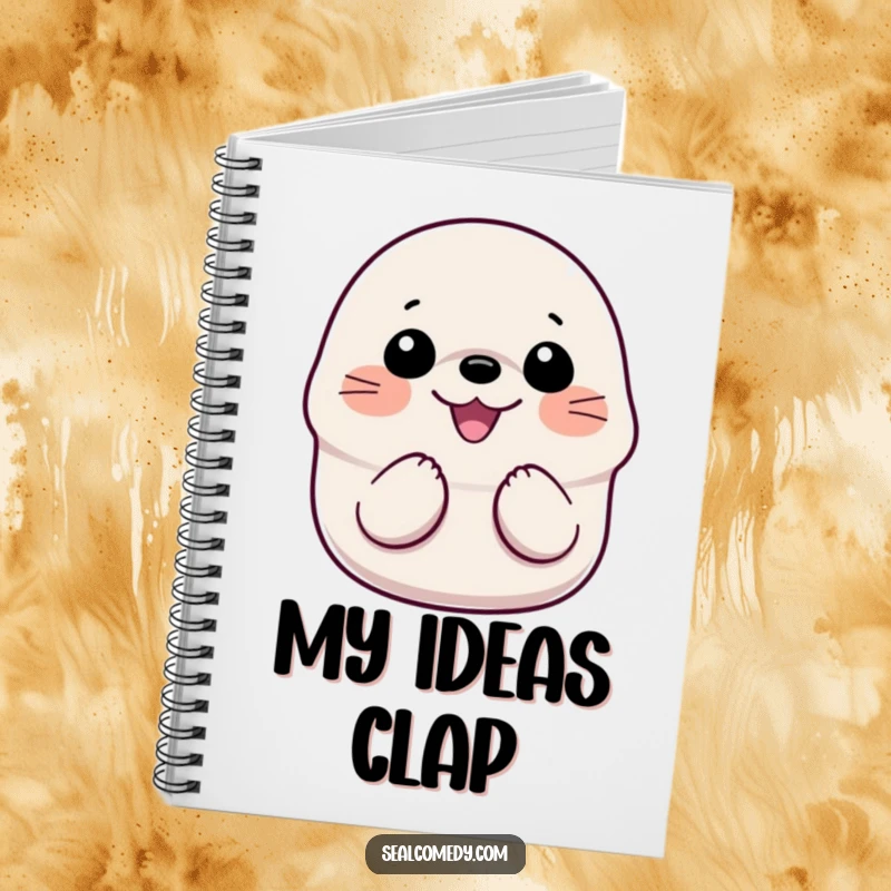 Funny Smiling Seal Notebook: A lined notebook cover showcasing a happy seal with flippers clapping together with unrestrained glee.