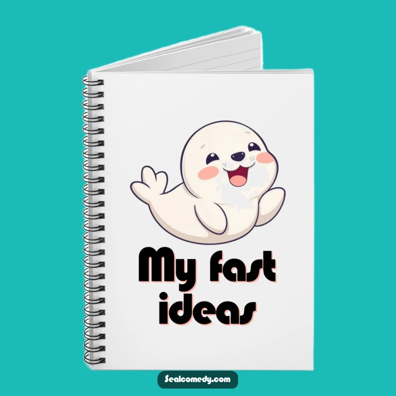 Funny Seal Pup Belly Slide Notebook - Happy Smiling Pup Journal Gift
