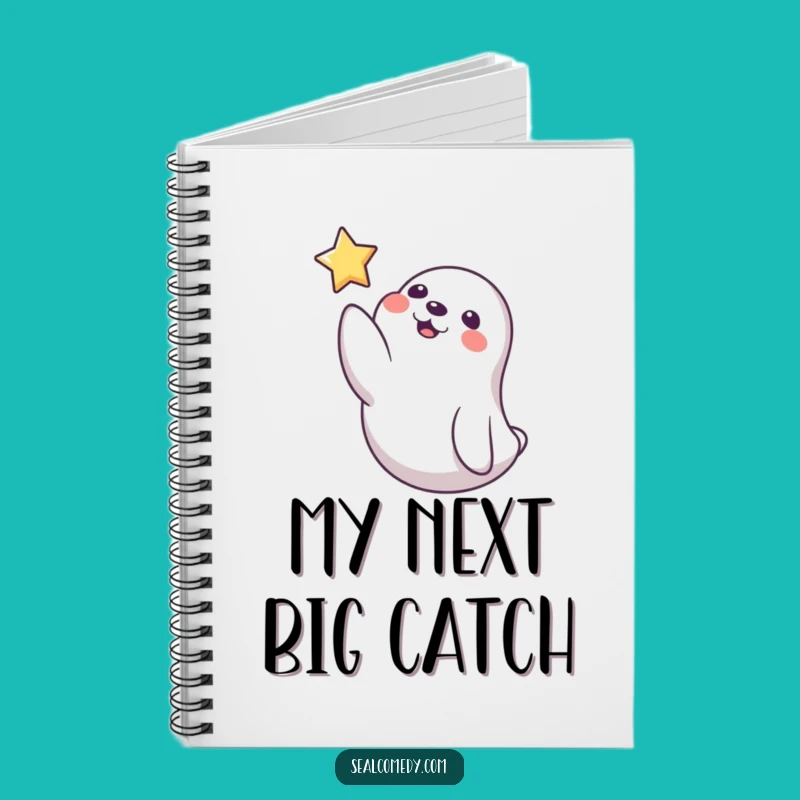 Funny Playful Seal Star Notebook, Whimsical Journal, Humorous Gift