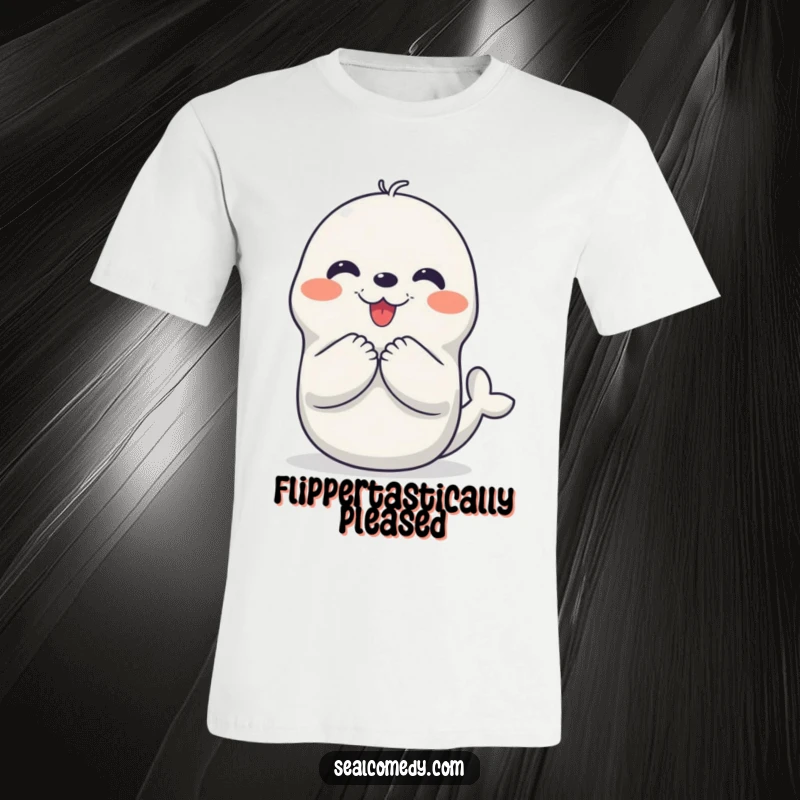 Funny t-shirt showcasing a delighted seal character joyfully clapping its flippers, embodying pure excitement and making a hilarious statement.