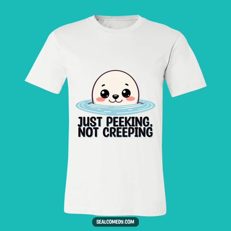 Funny Curious Seal Peeking T-Shirt: Show Your Wonder with This Hilarious Aquatic Explorer