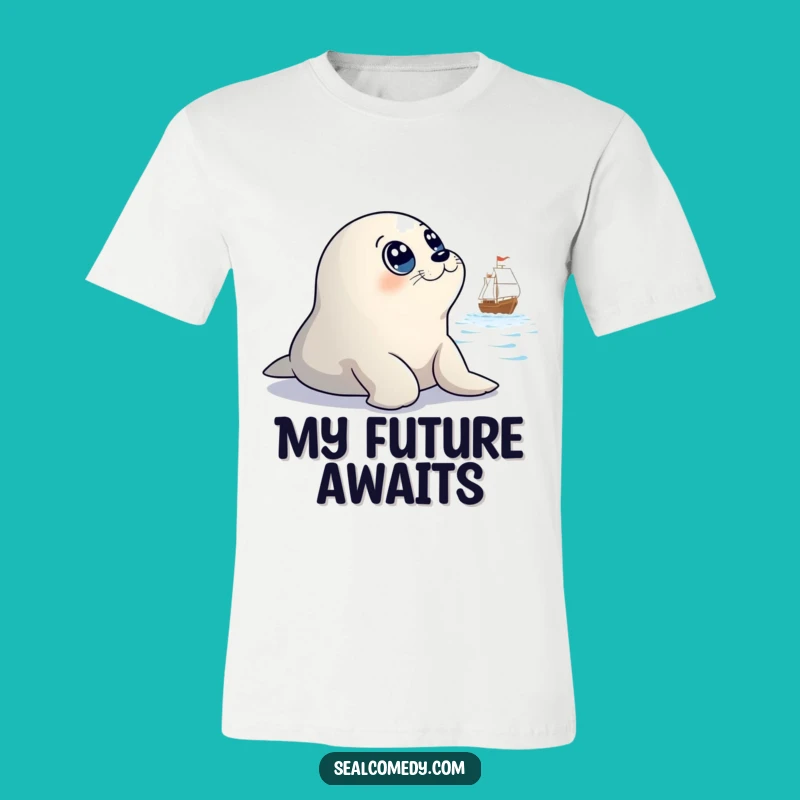 Funny Seal Watching Ship T-Shirt: Innocent Eyes Wanderlust Tee, Hilarious Gift