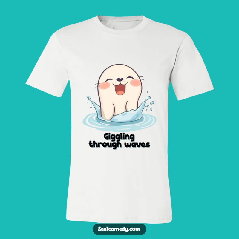 Funny Giggling Seal T-Shirt - Water Splash Pop-Up Gift Tee