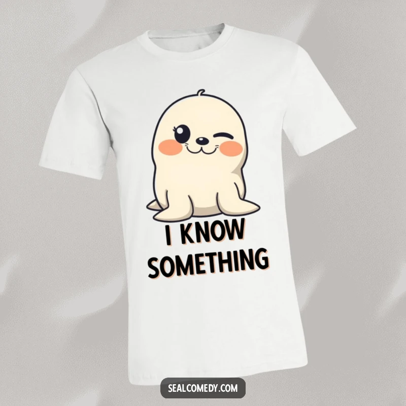 Funny t-shirt featuring a seal winking with a playful, mischievous grin, exuding pure charm and humor.