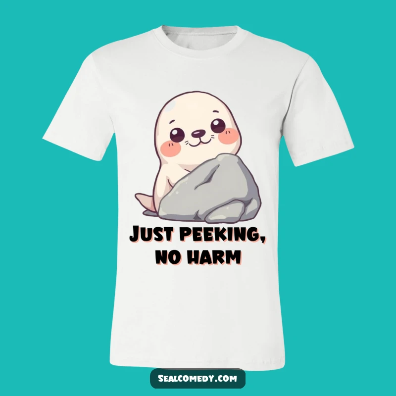 Funny Curious Seal Peek T-Shirt: Hilarious Hidden Fun Tee