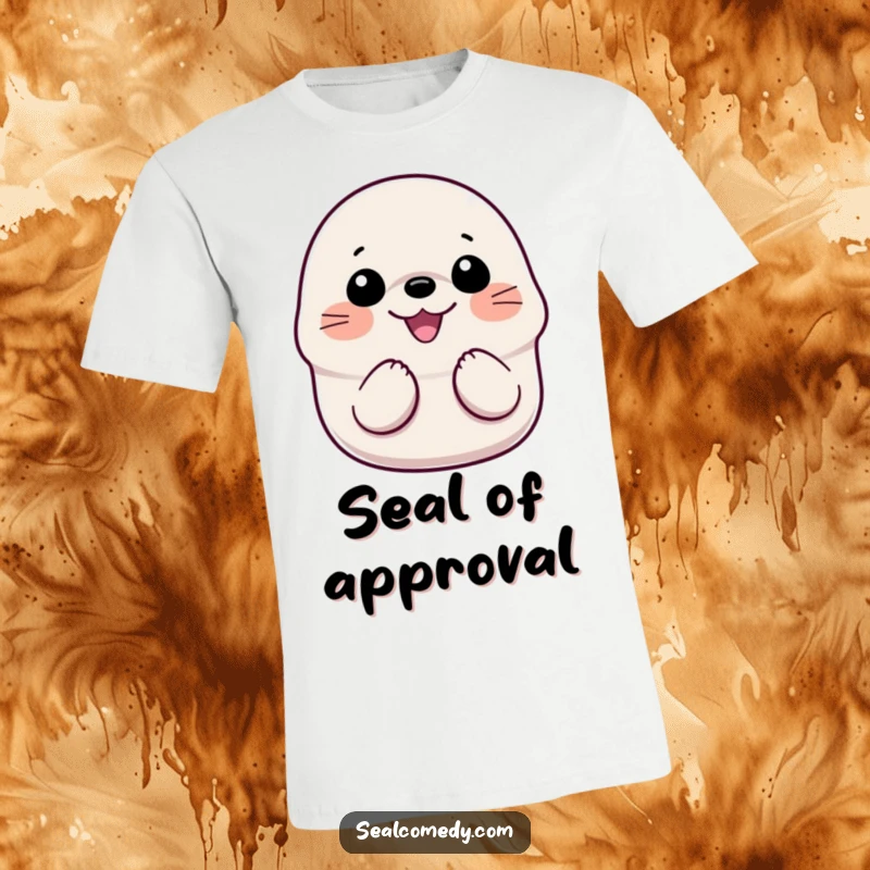 Funny Smiling Seal T-Shirt: A smiling seal with a joyful expression enthusiastically clapping its flippers together.