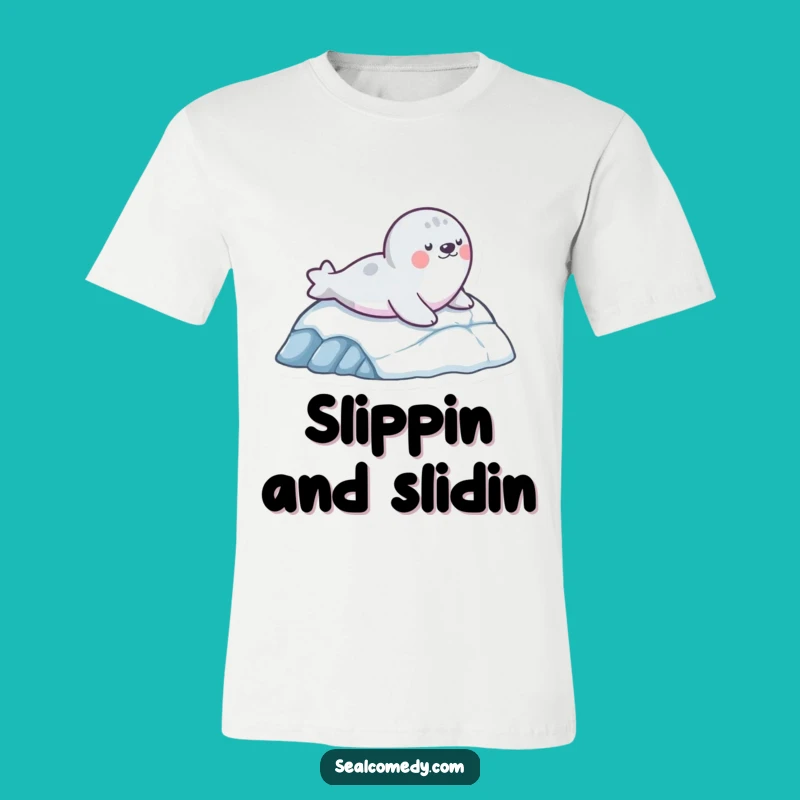 Funny Seal Slide T-Shirt: Adventure Ready, Perfect Gift for Playful Souls