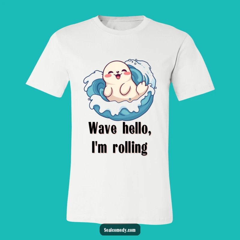 Funny Seal Roll T-Shirt - Playful Wave Delight Gift Tee