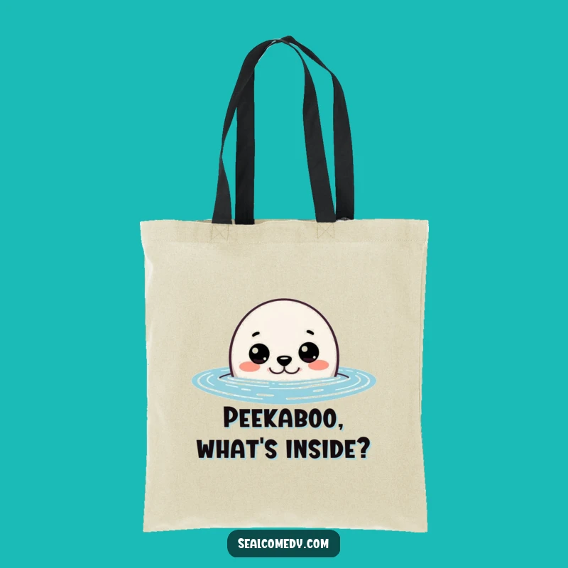 Funny Curious Seal Peeking Tote Bag: Carry Your Discoveries with This Hilarious Ocean Friend