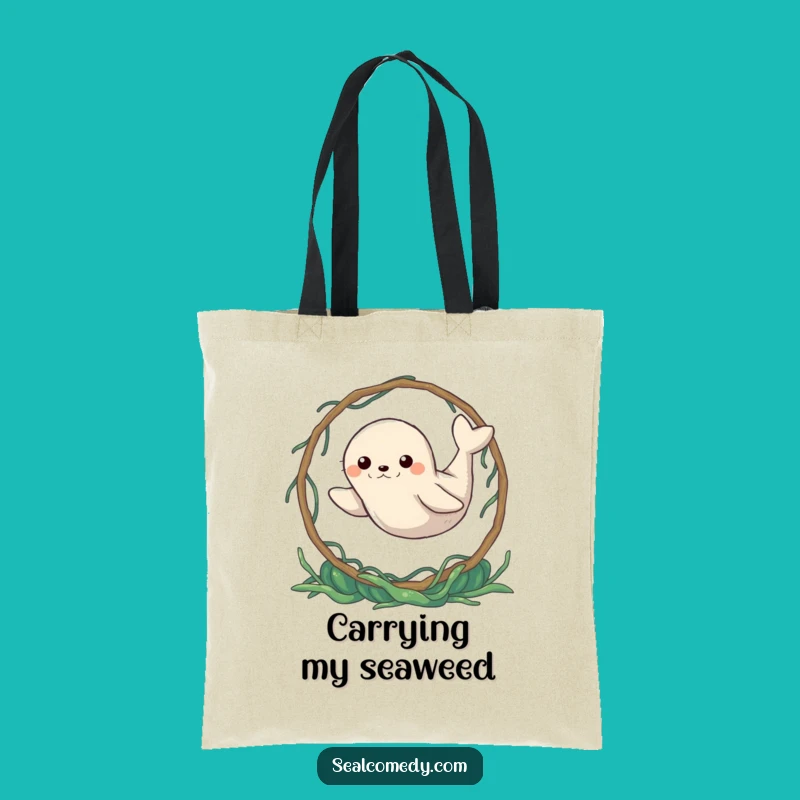 Funny Determined Seal Hoop Tote Bag: Carry Your Goals Proudly