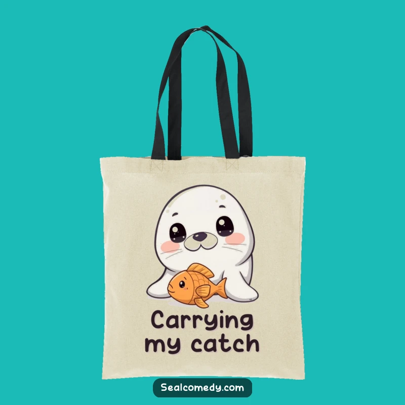 Funny Innocent Seal Fish Toy Tote Bag: Carry Your Curiosity