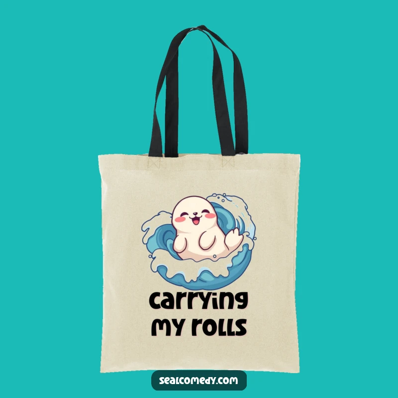 Funny Seal Roll Tote Bag - Playful Wave Delight Gift