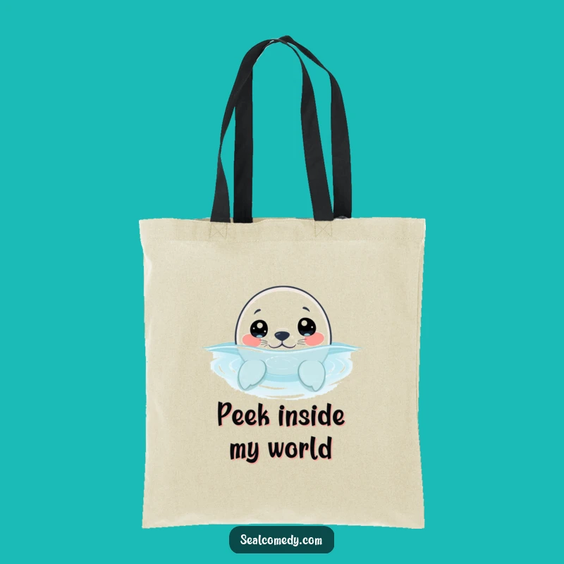 Funny Curious Seal Pup Tote Bag - Wide-Eyed Peek Beach Bag Gift